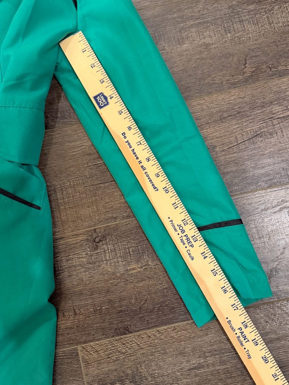 Size 2. Green Double-Breasted Trench Coat. Navy accented pockets. Silver buttons - Picture 9 of 13